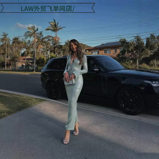 deep top Sexy dress高端时尚 camisole ball 亮片领露背 sequin