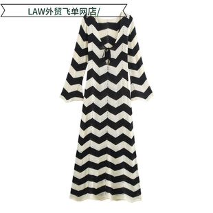 neck party Sexy 系带波浪纹长袖 deep dress时尚 迷笛连衣 satin