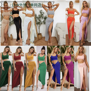 deep top Sexy dress吊带抹胸中长款 camisole ball 纯色 sequin