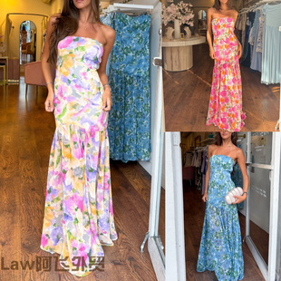 women long sleeved Lace shirt优雅抹胸网纱印花收腰无袖 sexy