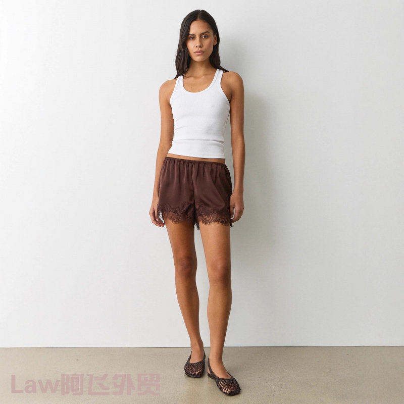 Lace sexy dress slim fit vest top for women拼接三分短裤休闲