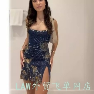 long Leisure beach dress吊带型3D印花都市休闲太阳连衣 women