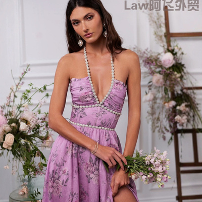 SexyFittedFloralPrintStrapless