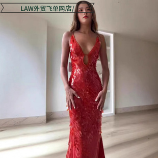 deep camisole top dress亮片性感名媛长裙挂 Sexy ball sequin