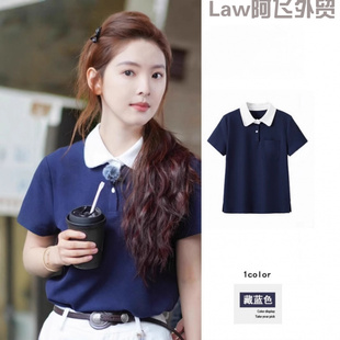 vacation dress明星章若楠同款 floral lace 藏蓝色领 print Sexy