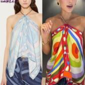 fit printed hollow sexy Slim mini out vacation dress挂脖定位