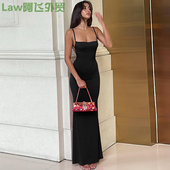 slim sexy fit Lace party perspective dress风性感修身 露背吊带