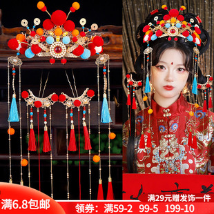 日常古风发饰发冠发钗组合套装招财过年铜钱金元宝头饰汉服国风