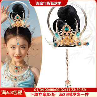儿童古风假发包演出百搭造型垫发包敦煌异域飞天写真汉服发髻头饰