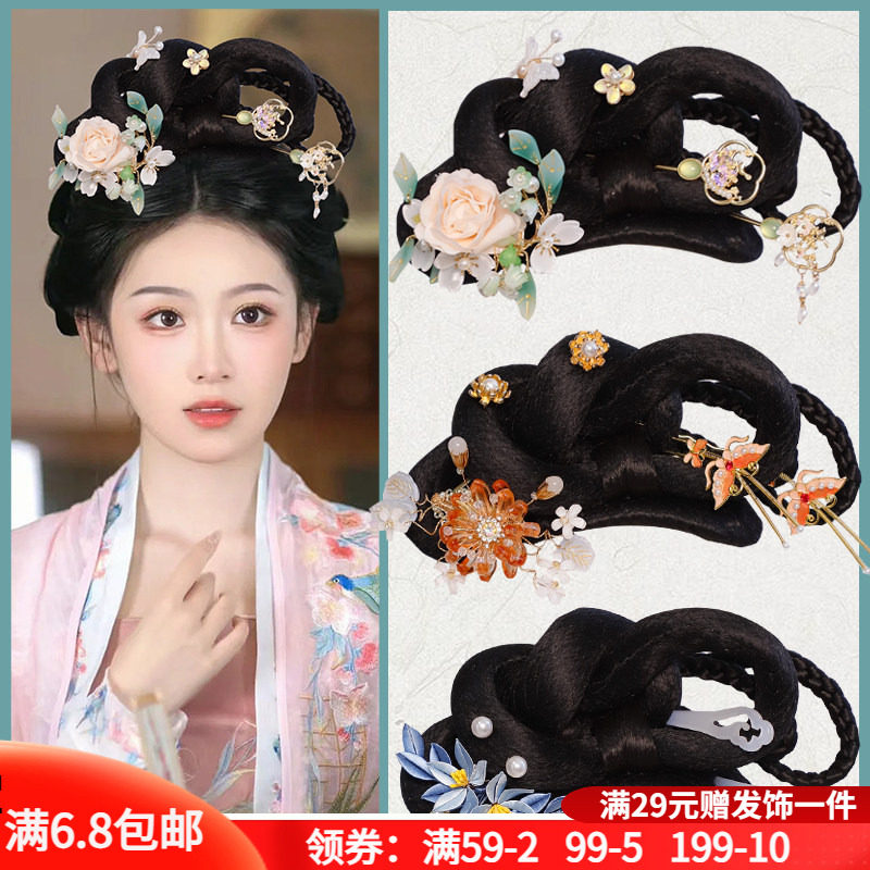 古装汉服假发全发丝发髻百搭明制唐风饰品组合日常软底新手懒人包