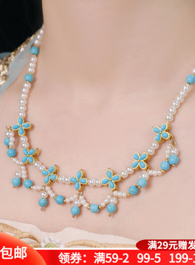 古风手工绿松石璎珞配饰