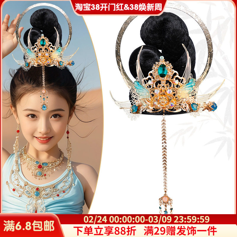 儿童古风假发包演出百搭造型垫发包敦煌异域飞天写真汉服发髻头饰