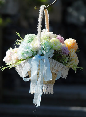 古风竹编流苏手提花篮舞蹈道具