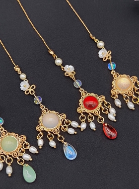 原创设计复古风额饰眉心坠汉服旗袍明制唐典风发饰手工制作饰品