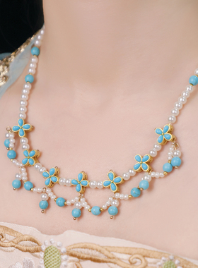 古风手工绿松石璎珞配饰