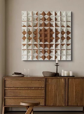 现代极简入户玄关客厅名宿酒店沙发背景立体手工编织装饰画