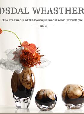 现代轻奢样板间售楼部客厅桌面高档人工吹制手工艺术琉璃花器花瓶