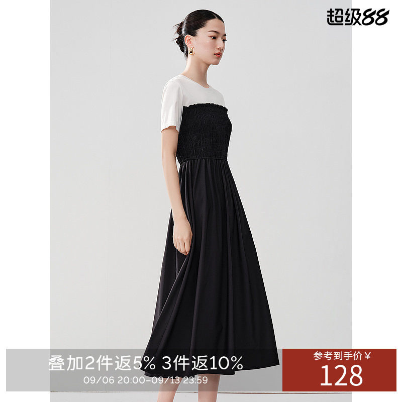 衣香丽影黑白拼接连衣裙女2026年夏季新款设计感高端精致中长裙子