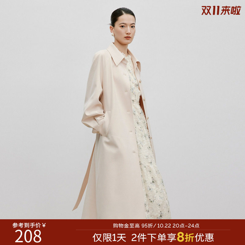 衣香丽影中长款风衣女春秋装高端气质羊毛翻领大衣