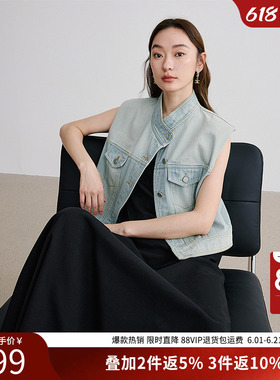 衣香丽影浅蓝色牛仔马夹短外套女2026年春季新款流行无袖马甲外穿