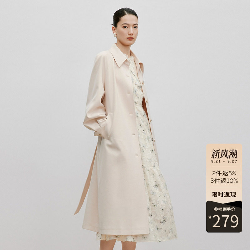 衣香丽影中长款风衣女春秋装高端气质羊毛翻领大衣