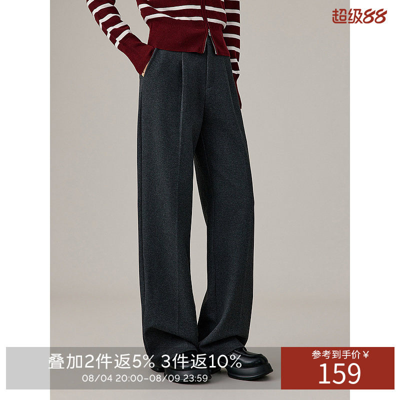衣香丽影灰色西装裤休闲裤女2026年冬季新款高腰显瘦宽松直筒裤子