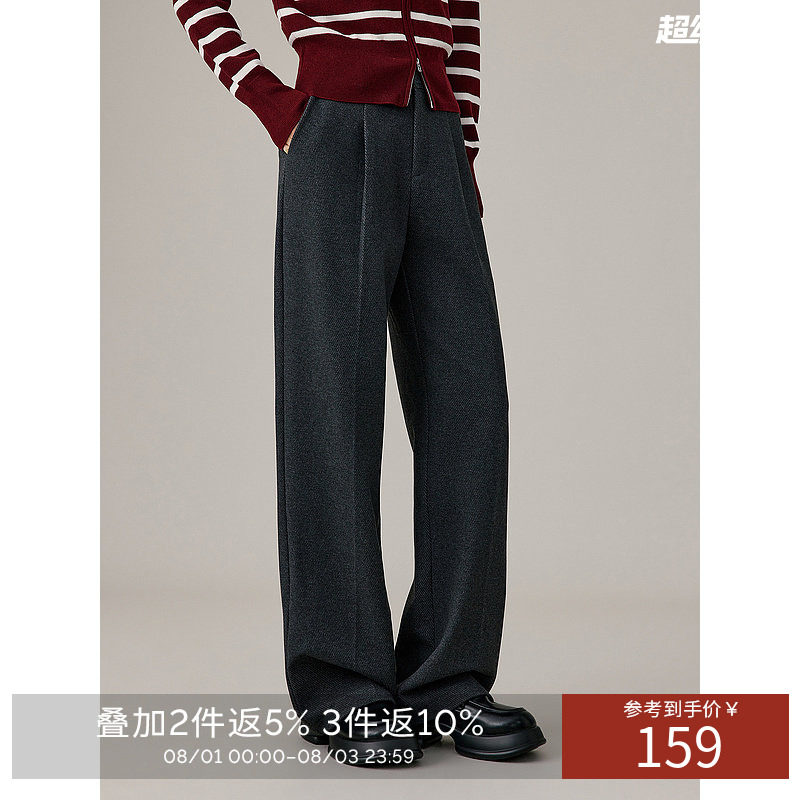 衣香丽影灰色西装裤休闲裤女2026年冬季新款高腰显瘦宽松直筒裤子