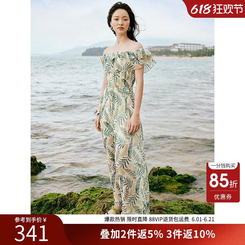 绿色碎花连体裤女衣香丽影2026夏季新款设计感高级气质减龄连体衣