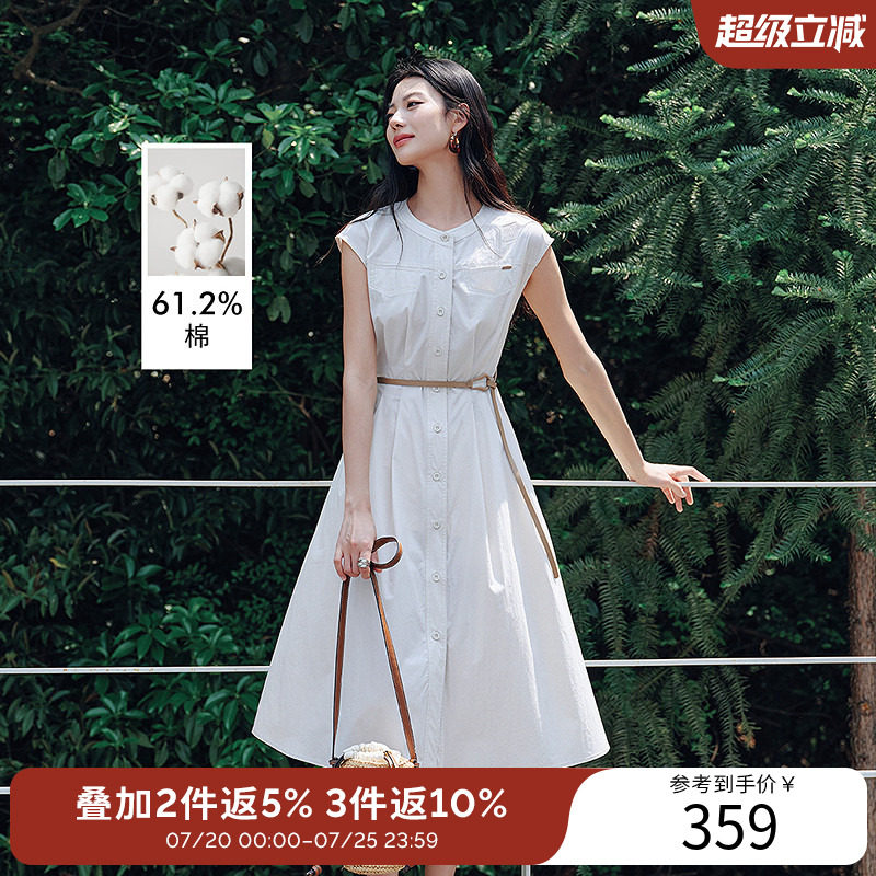 【断码福利】气质修身连衣裙女夏装设计感复古盖袖茶歇裙子