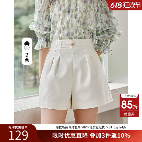 【断码福利】褶裥短裤女夏装高腰显瘦短款休闲直筒裤子