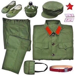 正宗65老式的确良涤卡绿色装演出收藏服老兵聚会纪念怀旧套装男