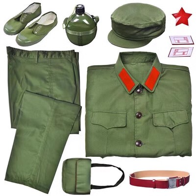 正宗65老式的确良涤卡绿色装演出收藏服老兵聚会纪念怀旧套装男