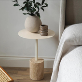 茶几边几侘寂风黄洞石现代简约北欧风格 奶茶店咖啡厅小圆桌角几