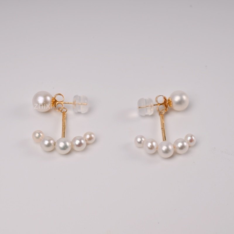 18K真黄金淡水珍珠耳钉原创设计气质百搭au750生日情人新年礼物女