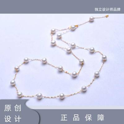 18k金淡水真珠满天星项链