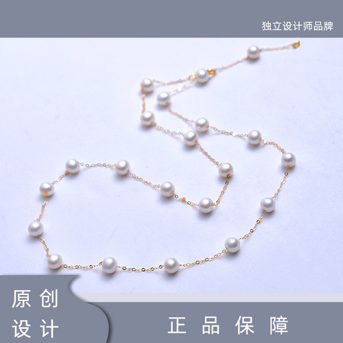 18k金淡水真珠满天星项链
