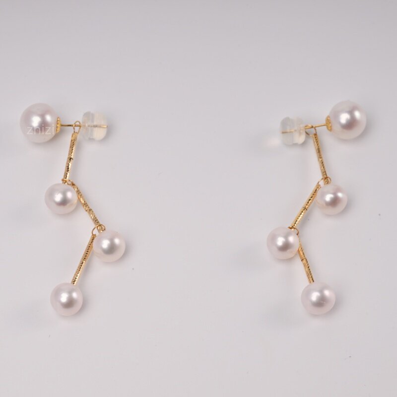 新款原创18K真黄金淡水珍珠耳环au750轻奢百搭气质情人节新年礼物