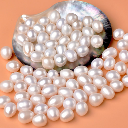 diy/芙茉莉米形半孔配饰淡水珍珠