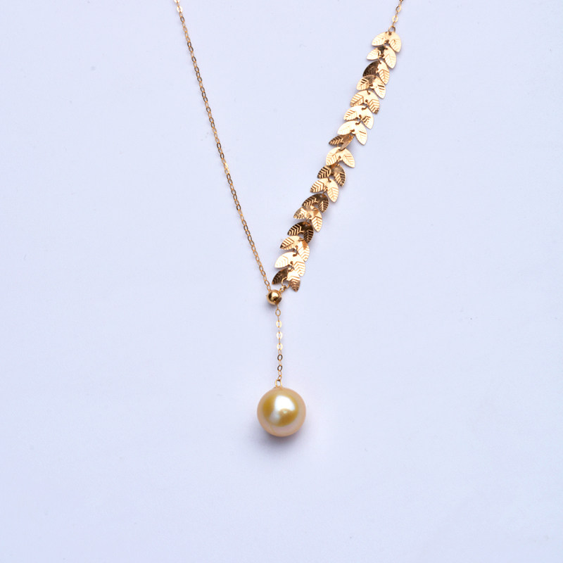 18K金海水南洋金珠项链10-11MM