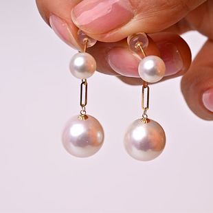 18K金大颗粒极光塞澳白耳钉耳线耳环原创一款2戴轻奢简单E1098