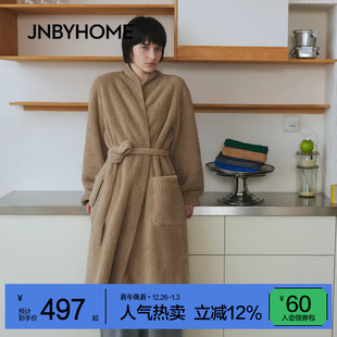 JNBYHOME江南布衣25年秋男女长袖 浴袍 系带睡袍柔软泡泡绒居家长款
