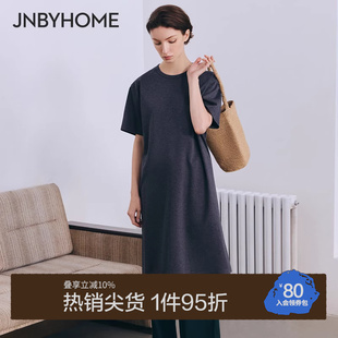 短袖 JNBYHOME江南布衣25新品 睡裙家居服连衣裙女宽松纯色休闲睡衣