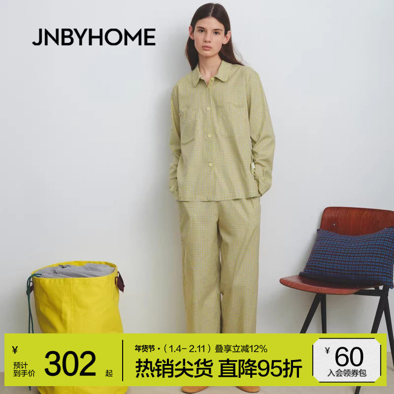 JNBYHOME江南布衣25年秋季新女长袖家居服套装休闲格纹睡衣
