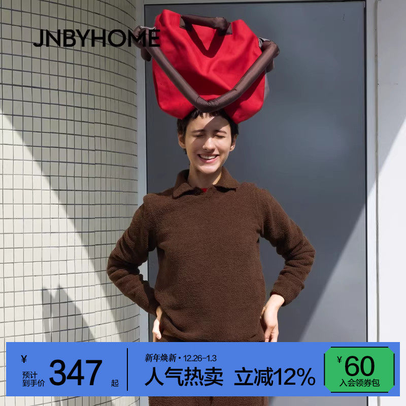 JNBYHOME江南布衣25年秋季套头开衫翻领针织衫家居服睡衣长