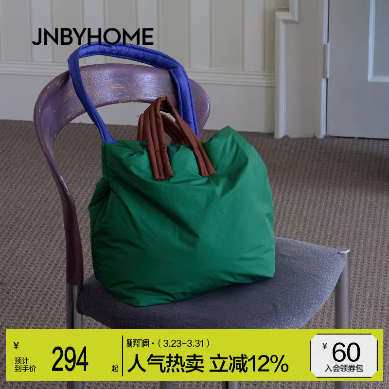 JNBYHOME江南布衣新品拼色斜挎大容量手提包斜挎休闲柔软充棉