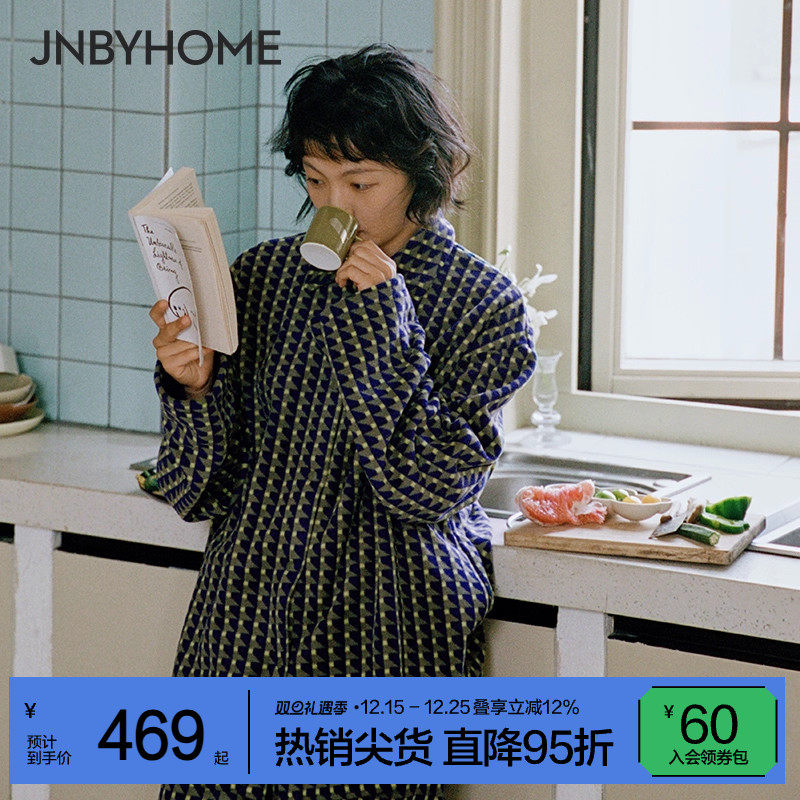JNBYHOME江南布衣冬家居服可外穿长袖加厚女格纹套装舒适睡衣
