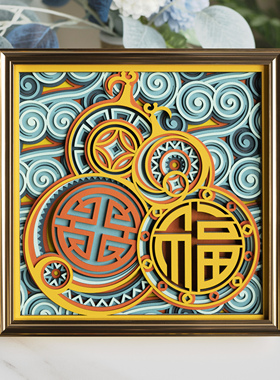 【好物体验专享】梯木叠雕福禄双临