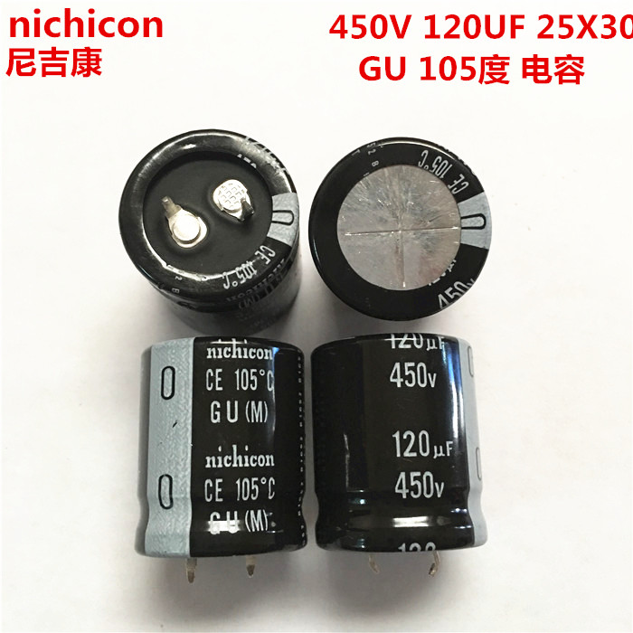 450V120UF 25X30 nichicon电解电容 120UF 450V 25*30 GU 105度 电子元器件市场 电容器 原图主图