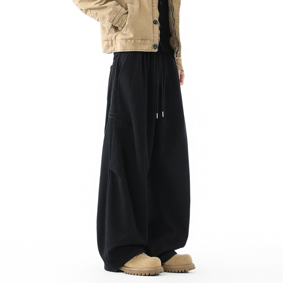 美式阔腿工装裤男款秋冬季加厚宽松显瘦休闲长裤男生黑色裤子加绒,男装,休闲裤,淘宝优惠券,粉丝福利购,淘宝优惠卷