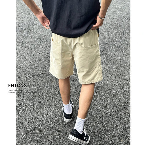 Entong美式潮牌大口袋工装短裤男休闲夏季速干薄款宽松大码五分裤